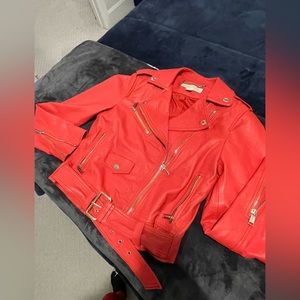 Red leather, Michael Kors jacket
